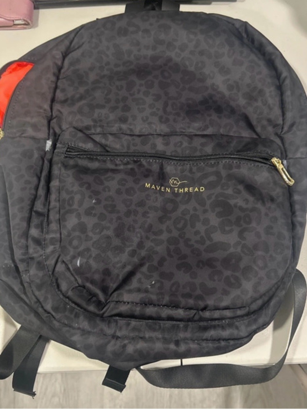 Maven Thread Black Leopard Print Backpack